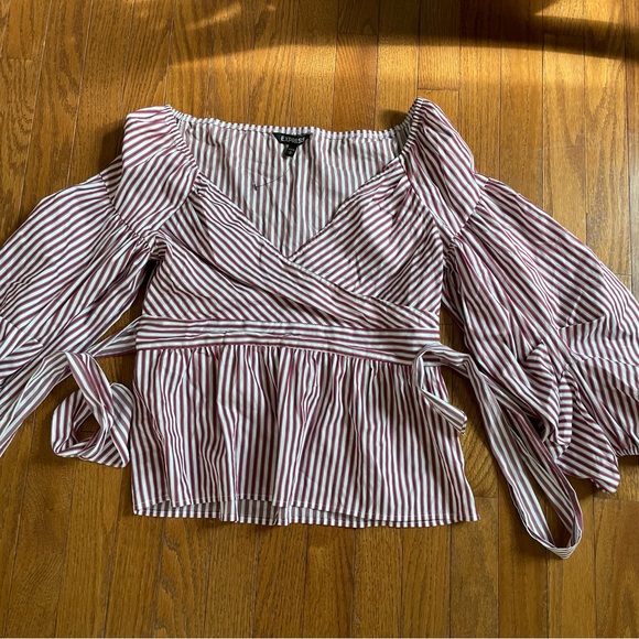 Nwot Express candy striped faux wrap bow top ~ M - Picture 6 of 6